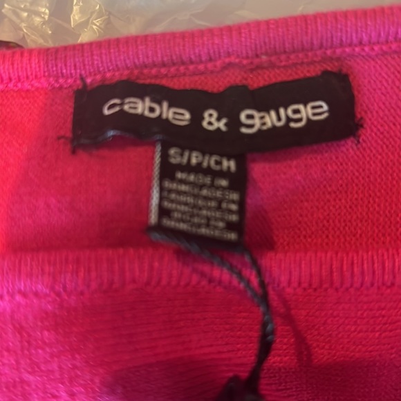 Cable & Gauge Hot Pink Knit long Cold Shoulder Sleeves Silver Embellishments - Picture 7 of 9